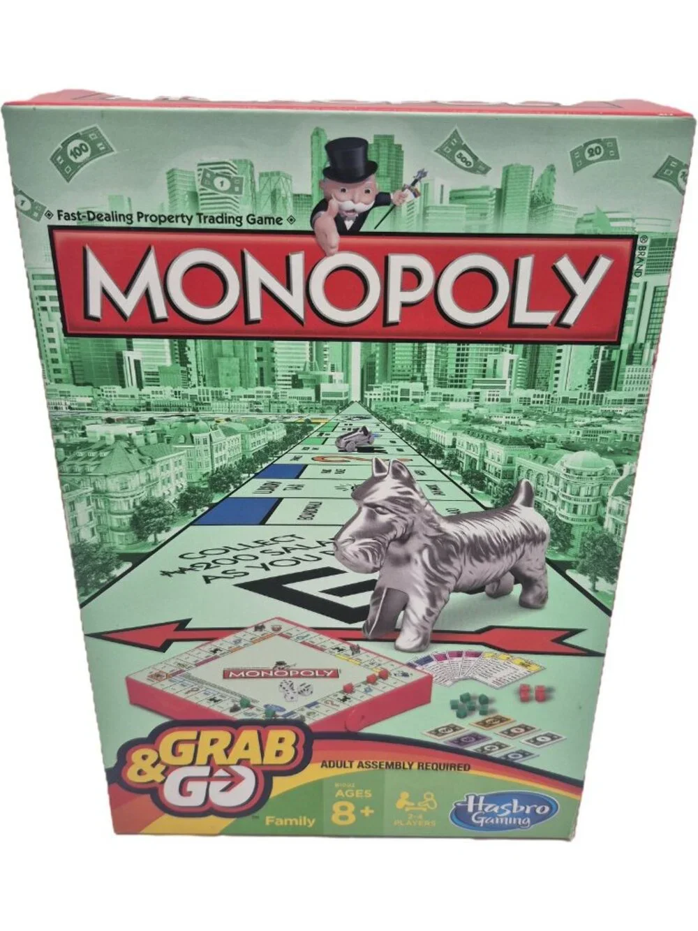 Monopoly Grab & Go Compact Board Game Hasbro Kids Family Travel Version Ages 8+